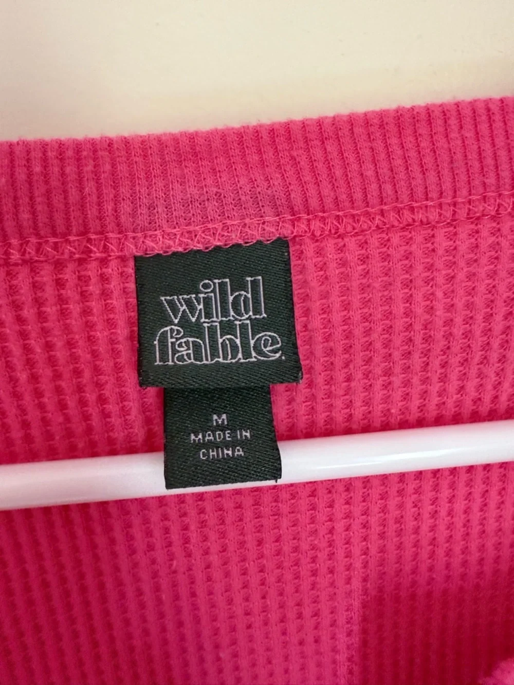 wild fable Bright Pink V-Notch Waffle Knit Long Sleeve Top - Picture 2 of 8